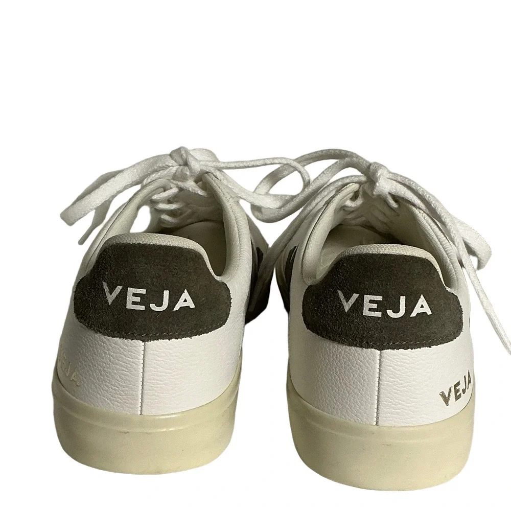 VEJA Campo Chromefree Leather Sneakers – Extra White/Kaki – Size EU 41
